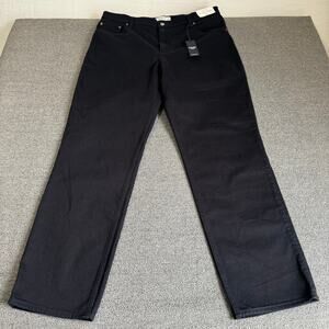 Abercrombie & Fitch 90s‎ Straight Ultra High Black Denim Jeans Plus Size 33 Tall
